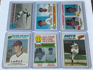 lot 74C image: Nolan Ryan  Tom Seaver 6 Card Lot 1970, 1977, 1979 Vintage Baseball Cards