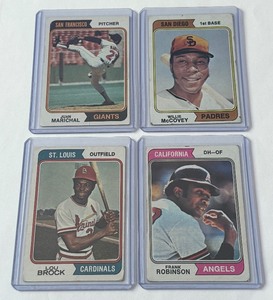 lot 84C image: 1974 Topps 4 Card Star Lot - Frank Robinson, Lou Brock, Willie McCovey, Juan Marichal Vintage Baseball Cards