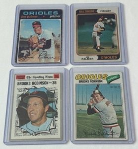 lot 86C image: Brooks Robinsob  Jim Palmer 4 Card Lot 1970, 1971, 1974, 1977 Vintage Baseball Cards