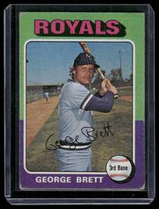 lot 19D image: George Brett RC   1975 Topps #228 Kansas City Royals Baseball Card