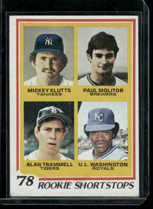 lot 94D image: Paul Molitor  Alan Trammel RC   1978 Topps #707  Baseball Card