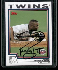 lot 124D image: Jacque Jones Auto    2004 Topps #60 Minnesota Twins Baseball Card