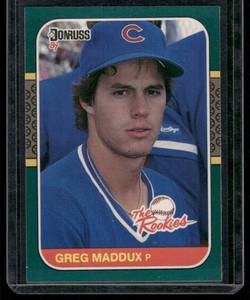lot 130D image: Greg Maddux RC   1987 Donruss The Rookies #52 Chicago Cubs Baseball Card