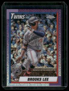 lot 143D image: Brooks Lee Mojo RC   2025 Topps Bowman Chrome #49 Minnesota Twins Baseball Card