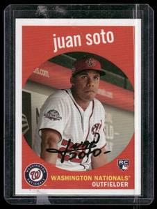 lot 205D image: Juan Soto RC 2018 Topps Heritage #73 Baseball Card