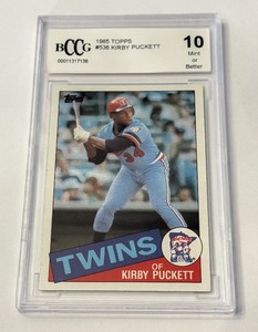 lot 9A image: Kirby Puckett RC BCCG 10 Gem Mint 1985 Topps #536 Rookie Minnesota Twins Baseball Card