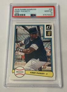 lot 17D image: Kirby Puckett PSA 10 Gem Mint 2016 Donruss 1982 #42 Minnesota Twins Baseball Card