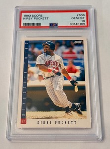 lot 27D image: Kirby Puckett PSA 10 Gem Mint 1993 Score #606 Minnesota Twins Baseball Card