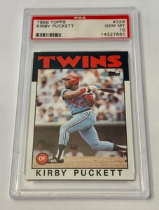 lot 32D image: Kirby Puckett PSA 10 Gem Mint 2nd Year 1986 Topps #329 Minnesota Twins Baseball Card