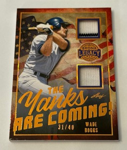 lot 36D image: Wade Boggs Dual Relic 40 2024 Leaf Bronx Legacy The Yanks Are Coming #TYC-15 Baseball Card