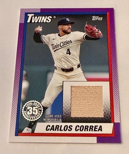 lot 47D image: Carlos Correa Game-Used Bat Relic 2025 Topps #CCO Minnesota Twins Baseball Card