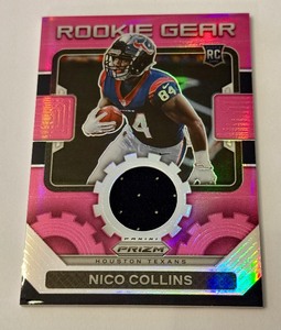 lot 48D image: Nico Collins RC Relic 2021 Pink Prizm Rookie Gear #RG-30 Football Card