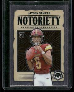lot 60D image: Jayden Daniels RC   2024 Panini Mosaic Notoriety #19 Washington Commanders Football Card