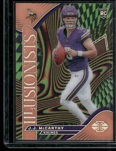 lot 68D image: J.J. McCarthy RC   2024 Illusions #8 Minnesota Vikings Football Card