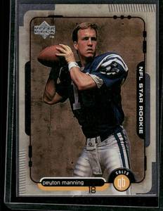 lot 77D image: Peyton Manning RC   1998 Upper Deck NFL Star Rookie #9 Indianapolis Colts Football Card