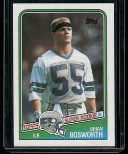 lot 104D image: Brian Bosworth RC   1988 Topps #144 Seattle Seahawks Football Card