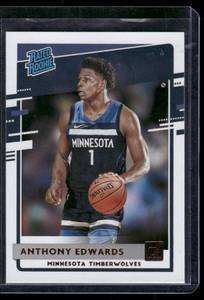 lot 41B image: Anthony Edwards    2020 Donruss Rated Rookies #201 Minnesota Timberwolves Basketball Card