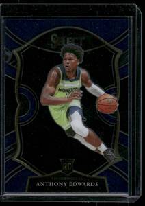 lot 44B image: Anthony Edwards RC   2020 Panini Select Blue #61 Minnesota Timberwolves Basketball Card