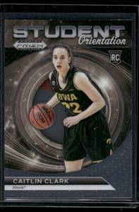 lot 48B image: Caitlin Clark RC   2024 Panini Prizm WNBA Draft Picks Student Orientation #22 Indiana Fever Basketball Card