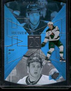 lot 79B image: Brock Faber RC   2023 Upper Deck 1997-98 SPx Holoview Retros #SPX-21 Minnesota Wild Hockey Card