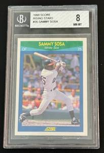 lot 172D image: Sammy Sosa RC Graded 8 NM-MT 1990 Score #35 Rookie Baseball Card