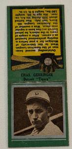 lot 180D image: 1935 Dimond Matchbooks Charlie Gehringer Vintage Baseball Card