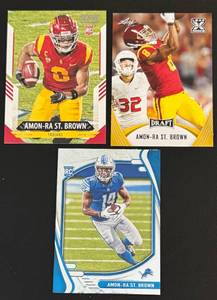 lot 196D image: Amon-Ra St. Brown 3 RC Lot Rookie Football Cards