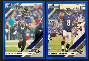 lot 200D image: LaMar Jacksin 2 Card Blue SP Press Proof Football Lot