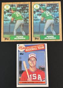 lot 204 image: 3 Mark McGwire RC Lot Topps 1985 and 1987 Topps Rookie Baseball Cards
