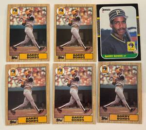 lot 206 image: 6 Barry Bonds RC Lot Donruss and Topps Rookie Baseball Cards