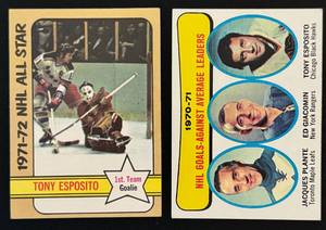 lot 208 image: Tony Esposito 2 1970s Vintage Hockey Cards