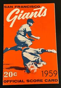 lot 84 image: 1959 San Francisco Giants Official Score Card Program Vintage with Willie Mays