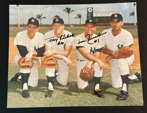 lot 93 image: Tony Kubek and Bobby Thomson Signed 8x10 New York Yankees Baseball Photo