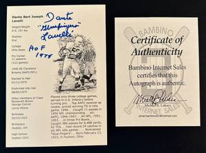 lot 110 image: Dante Gluefingers Lavelli Signed Card with COA Football