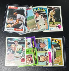 lot 78A image: Vintage Baseball Star 8 Card Lot - Kaline, Robinson, Fingers, Palmer and More