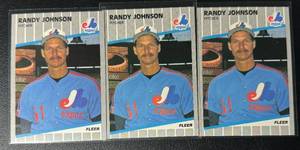 lot 85A image: 3 Randy Johnson RC Lot 1989 Fleer Rookie Baseball Cards