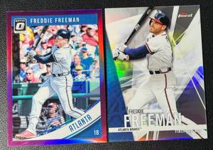 lot 93A image: Freddie Freeman 2 Card Refractor Baseball Card Lot