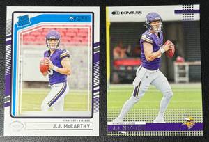 lot 97A image: JJ McCarthy 2 RC Lot Rookie Minnesota Vikings Football Cards