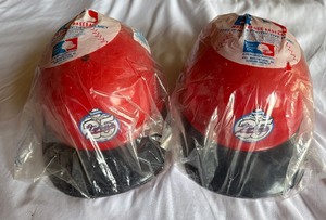 lot 129A image: 2 Minnesota Twins 25 Year Anniversary Souvenir Helmets - New in Package