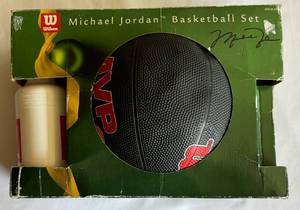 lot 154A image: Michael Jordan Wilson Basketball and Water Bottle Set New In Package