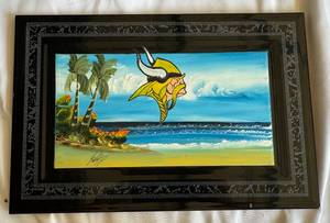 lot 167A image: Minnesota Vikings Custom Painted Tile From Mexico