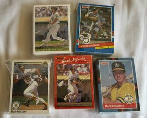 lot 179A image: (250) Mark McGwire Baseball Card Lot - 1988 Donruss, 1990 Donruss, 1991 Donruss, 1990 Upper Deck, 1993 Upper Deck