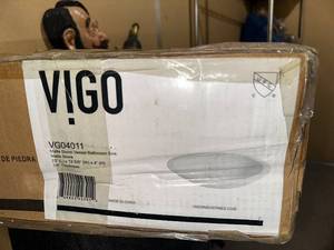 lot 34 image: VIGO Matte Stone Vessel Bathroom Sink VVG04011