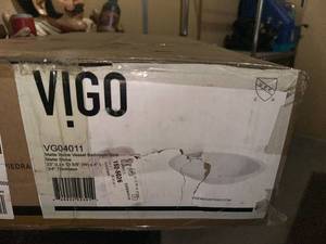 lot 35 image: VIGO Matte Stone Vessel Bathroom Sink - Model VGG4011