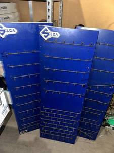 lot 58 image: Set of 3 Blue Metal Pegboard Display Panels by SILCA