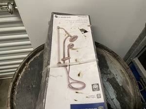 lot 71 image: Glacier Bay Brushed Nickel Handheld Shower and Showerhead Wall Bar Combo