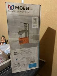 lot 149 image: Moen Genta Bathroom Faucet WS84760SRN in Spot Resist Brushed Nickel