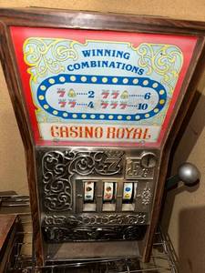 lot 182 image: Vintage Casino Royal Slot Machine by WACO, Made in Japan Approximately 18 tall