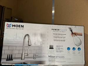 lot 124 image: Moen Milton 87114SRS Spot Resist Stainless Kitchen Faucet