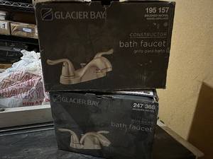lot 137 image: Lot of 2 Glacier Bay Bath Faucets, Brushed Nickel Finish